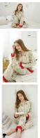 Conjunto de ropa de dormir de satén de manga larga para mujer, ropa de dormir con estampado de hierba verde, ropa informal con cuello trasero, novedad de primavera - details 3