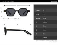 Toyear-gafas de sol hexagonales clásicas de diseñador de marca de lujo para mujeres y hombres, gafas de sol de moda Vintage Punk para damas, remache, montura pequeña - details 3