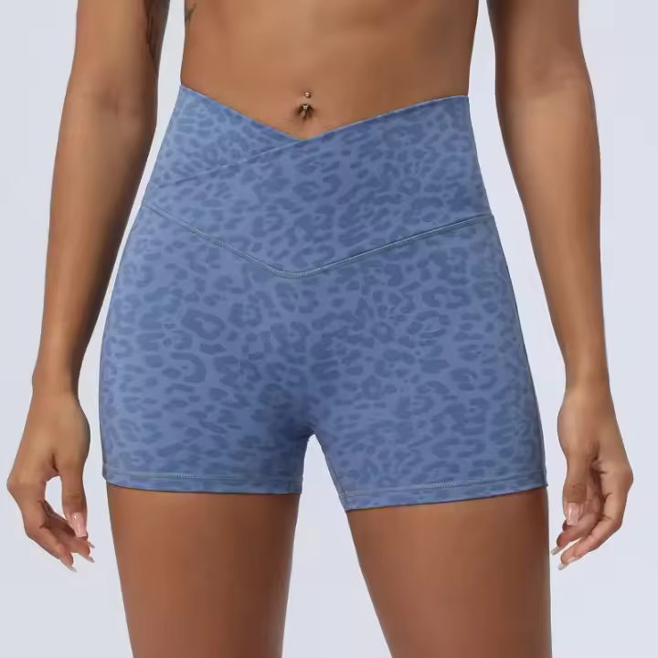 Shorts Deportivos de Cintura Alta Pegajosos para Yoga y Correr Tres Cuartos de Extensión - 1
