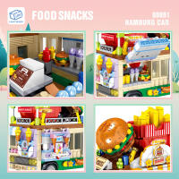 Food Ice Cream Building Blocks Truck Burger truck Bricks Mini Creative Model Puzzle Assembly Educational Toys for Girls Gifts - details 2