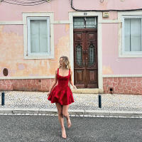 BUNO-vestidos elegantes de verano para mujer, novedad de 2024, vestidos de fiesta blancos, vestido corto acampanado de corte A para vacaciones - details 10