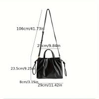 Bolso de mano negro de gran capacidad para mujer con correa ajustable - Bolso de hombro elegante para uso diario, desplazamientos y viajes, bolso de mano de viaje |   Bolso negro elegante |   Cierre de cremallera duradero, bolso de mano grande - details 0