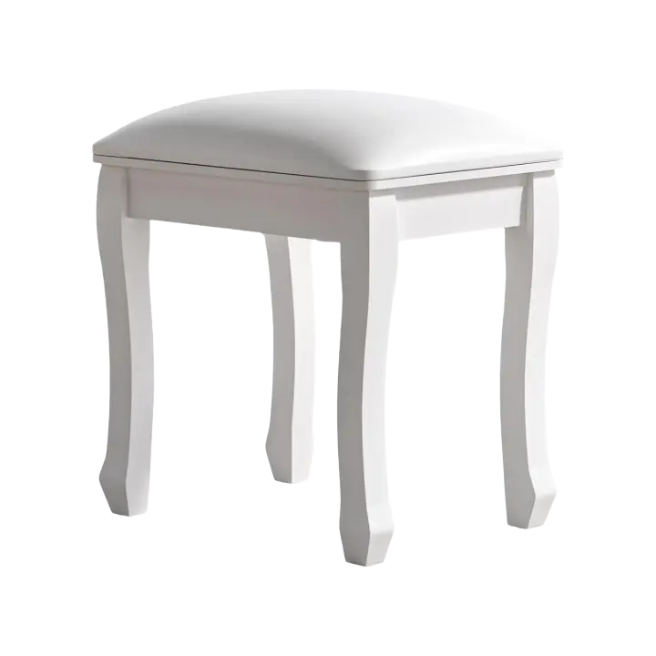 Taburete Moderno Recubierto de Almohadillas Antideslizantes Blanco Ideal para Vestidor, Dormitorio, Entrada, Patas Curvas - 1