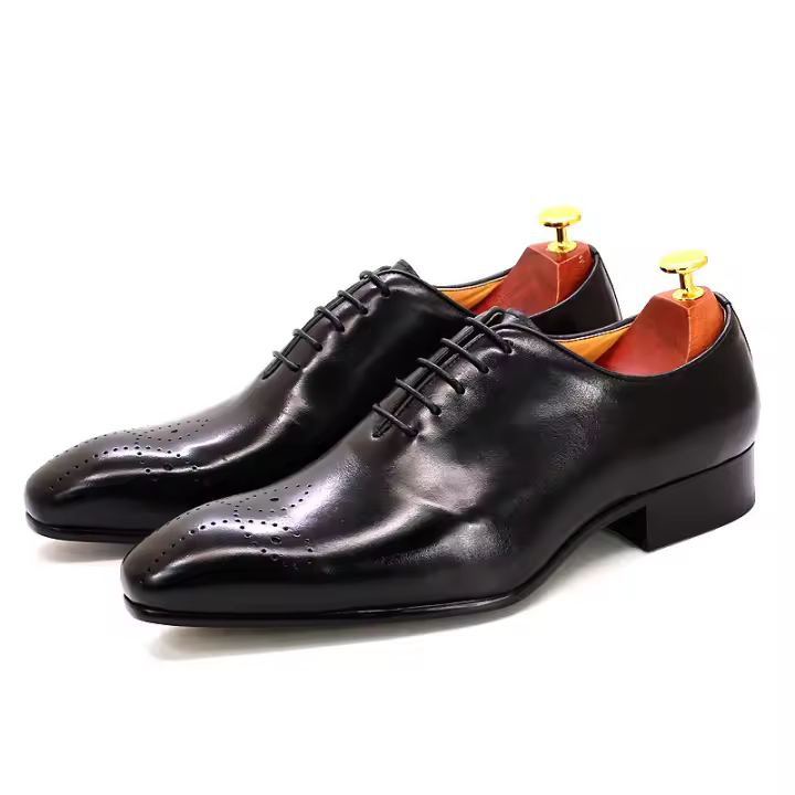Zapatos de hombre de cuero pulido a mano, zapatos de cuero casuales de negocios con punta. - 1