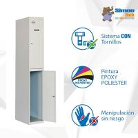 Taquilla Vestuario Metálica 2 Puertas Incluye Llave 1800x300x500 mm Gris Simonlocker - details 10