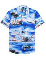 Verano hawaiano impreso en 3D con plantas coloridas y ropa de mujer, camisa de manga corta de playa, informal de moda para hombre - details 2