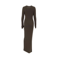 Vestido largo ajustado de punto marrón para mujer, nuevo estilo, otoño e invierno, moda - details 17