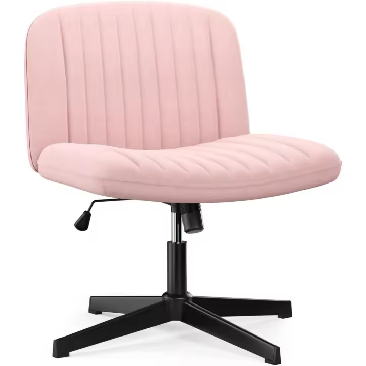 Silla de Oficina Ajustable en Altura Silla Giratoria sin Ruedas con Tapiz de Tela - 1