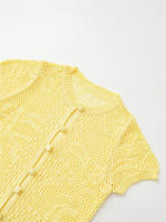Novedad de Verano Blusa Informal con Flores para Mujer Cuello Redondo, Manga Corta, Cruza con Puntos y Huecos - details 2