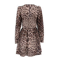 Estampado de leopardo con cuello en V ajustado verano otoño nuevo estampado manga larga vestido corto para mujer elegante - details 12