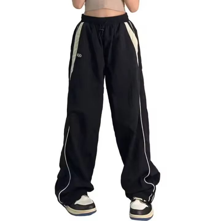 Pantalones Jogger Retro de Cintura Alta para Mujeres Cintura Elástica, Ancho Excessivo, Estilo Hip Hop - 1