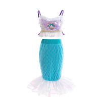 AmyStylish Niñas Princesa Sirena Ariel Cosplay Halloween Fiesta de Cumpleaños Verano Playa Vacaciones Vestido - details 43
