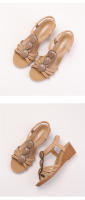 Sandalias romanas de estilo étnico bohemio para mujer, verano, nuevas sandalias retro de punta abierta con cuentas de strass para viajes - details 12