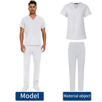 Top exfoliante con cuello en V + pantalón médico, ropa de enfermería, uniformes médicos de S-3XL, disfraz de médico de dentista de manga corta, Tops y pantalones de enfermera - details 40