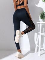 Pantalones de yoga, empalme de malla de gran tamaño, pantalones de levantamiento de glúteos y control abdominal para deportes y deportes - details 4