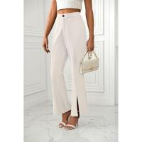 Pantalones acampanados de cintura alta para mujer, estética elástica clásica, negro y - details 7