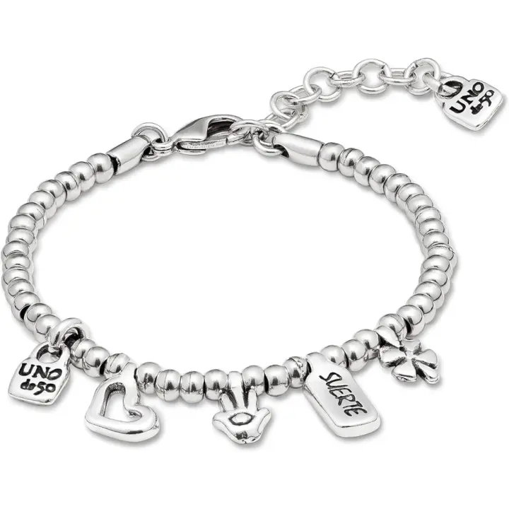 UNOde50-Pulsera de encaje de corazón para mujer, Pulsera de la suerte con dijes de mano de Fátima - 1