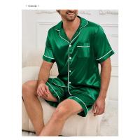 Conjunto De Pijama Para Hombres Verano Cómodo Casual Camisa Corta Con Shorts Dos Piezas Ropa De Dormir Estilo Básico Material Poliéster Y Elástico - details 17