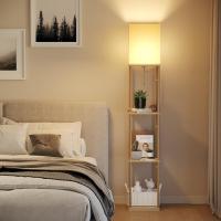 Lámpara de Pie, Temperatura de 3 Colores, Lámpara con Estantes con Bombilla LED, Lámpara de Salón, Dormitorio, Estudio y Oficina, Negro,Decoración Hogar Vintage - details 2