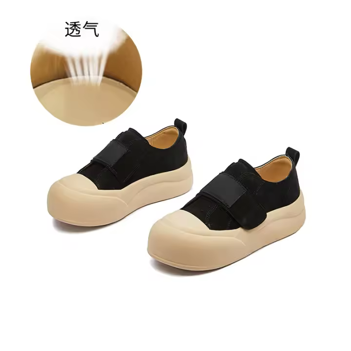 Cuero pan zapatos de las mujeres de la primavera nuevos zapatos retro de velcro de la junta plataforma casual zapatos blancos zapatos versátiles - 1