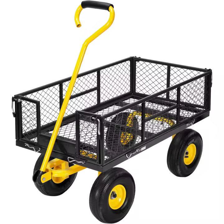 Carrito de Mano Desmontable para Jardín 400kg Capacidad Ruedas de Neumático de 4” - 1