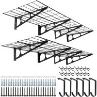 estantes de garaje de 2 x 6 pies con ganchos, estante de pared de metal de 24 x 72 pulgadas, estantes de almacenamiento de garaje, para tienda, cobertizo, almacenamiento de garaje - details 0