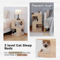 PAWZ Road Camita para gatos con dos grandes condominios, almohadilla rascadora, rascadora para gato desmontable, casa de madera para gatos con tapetes mullidos, muebles para gatos y juguetes para gatos - details 11