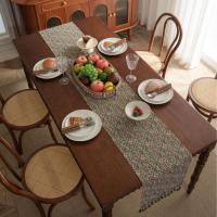 Camino de mesa de Jacquard con bandera de mesa, mantel de algodón con borlas, decoración de mesa Vintage gruesa - details 2