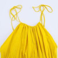 BUNO-diseño de estilo de vacaciones, vestido tipo chaleco atado con cuello, novedad de verano 2025, falda larga acampanada con cintura ajustada y adelgazante - details 11