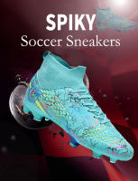 Zapatos de fútbol profesionales FG/TF para adultos, botas de fútbol de Punta larga antideslizantes, tacos altos de tobillo para niños pequeños, zapatillas de fútbol de hierba - details 2