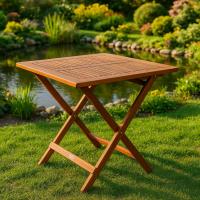 Mesa Plegable de Madera de Acacia 70x70cm Mesita de Jardín Mesa Portátil Exterior Balcón Terraza - details 1