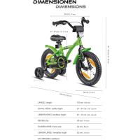 Bicicleta niño 4 años Bicicleta niña 4-6 años 14 Pulgadas Bici niños - Infantil con Pedales ruedines y Freno contrapedal Verde - details 2