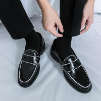 Mocasines de colores británicos para hombre, zapatos informales de tacón bajo con punta redonda de PU, simples y clásicos, de negocios - details 2