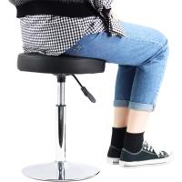 barbero Redondo Cuero PU Sala Consulta Sala Estar Barra Cocina Multifuncional Ajustable en Altura sin Respaldo Rosa - details 13