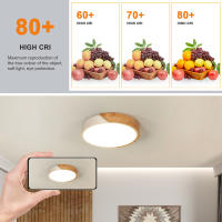 Plafón LED Redondo para Techo, 30W, GOECO, Madera y PVC, Iluminación Interior Moderna para Sala de estar, Dormitorio, Comedor - details 3