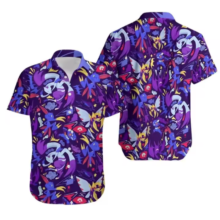 Interesante hawaiano combinado con cómics de animales, camiseta holgada de verano impresa en 3D en la playa, top de manga corta de gran tamaño, - 1
