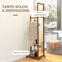 Espejo Largo con Ruedas Espejo de Cuerpo Completo para Ropa y Muebles Inferiores de Dormitorio Salón Pasillo 35,5x49,5x167,8 cm Nogal - details 2