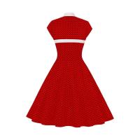 Vestido de Cintura Alta Estilo Hepburn Retro Manga O Pokla con Puntos Ideal para Fiestas 1950s 60s - details 4