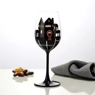 Copa de Tema Navideño Pinta a Mano 16oz Vino Copa de Santa Claus, Lluvicero, Renos - 1