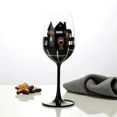 Copa de Tema Navideño Pinta a Mano 16oz Vino Copa de Santa Claus, Lluvicero, Renos - 1