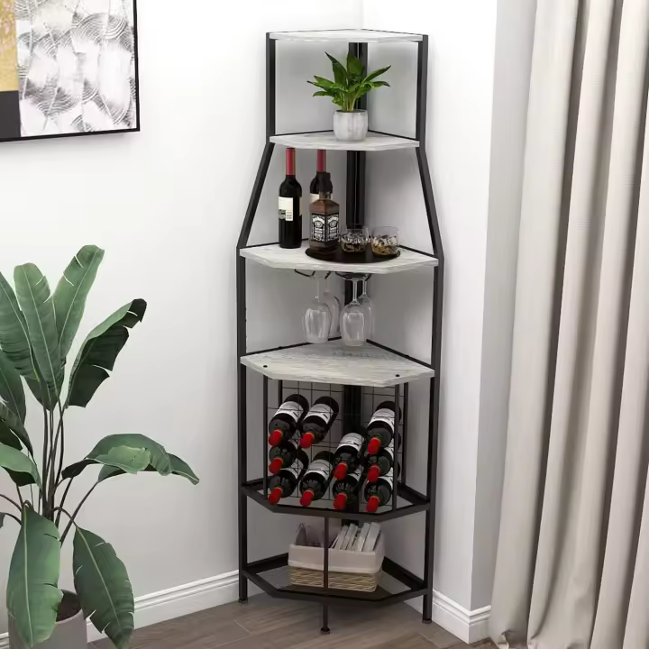 Botellero Esquiniero de 5 Pisos Soporte para Cristal y Almacenamiento de Vino - 1