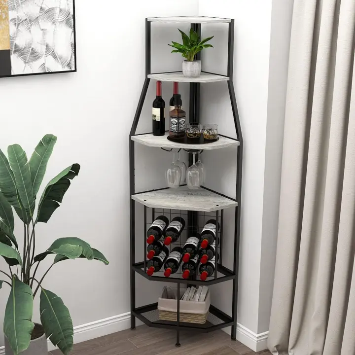 Botellero Esquiniero de 5 Pisos Soporte para Cristal y Almacenamiento de Vino - 1
