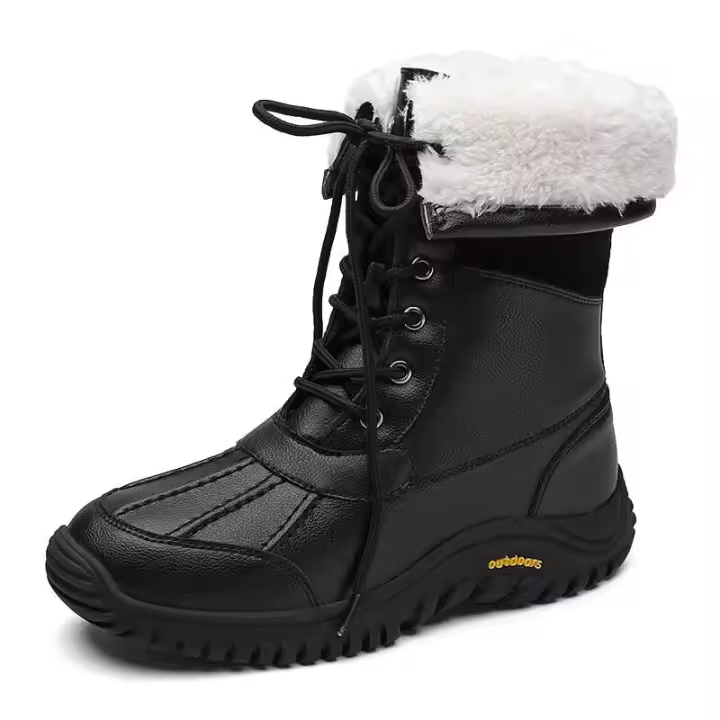 Nuevas botas de cuero italiano para mujer, zapatos americanos de piel de invierno de alta calidad, color rosa, para exteriores, 2025 - 1