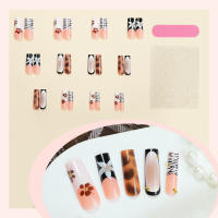 Pure handwearable uñas estampado leopardo explosivo flash sensación avanzada uñas falsas champán ojo de gato manicura francesa uñas removibles - details 4