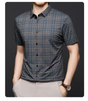 Camisa corta a cuadros ligera de alta gama, nuevo estilo de verano, informal de mediana edad, sin planchar, camisa de media manga en pulgadas para - details 0