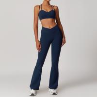 Conjunto de Yoga Ajustado de Cuidado de Belleza de Espalda Cruzada Traje de Fitness de Cintura Alta y Levantamiento de Caderas Conjunto de Nylon con Sujetador y Pantalones - details 5