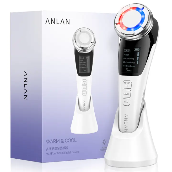 ANLAN Masajeador Facial, EMS Facial Lifting, Cuidado Profundo de la Piel con Luz LED, Eliminación de Arrugas, Lifting facial, Belleza Anti-Envejecimiento con Frío Calor - 1