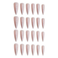 Uñas postizas puntiagudas con purpurina rosa, decoración a prueba de salpicaduras, salón de uñas para mujeres y niñas - details 4