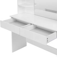Mueble Tocador Moderno Blanco Espejo con Luz Regulable Mesa de Maquillaje con Taburete de Altura Ajustable 108x40 cm Diseño de Cajones y Estantes - details 16