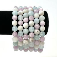 Pulsera de meditación Aguamarina Arco Iris Piedra lunar Kunzita Pulsera de meditación de conexión a tierra Regalos para hombres y mujeres - details 4
